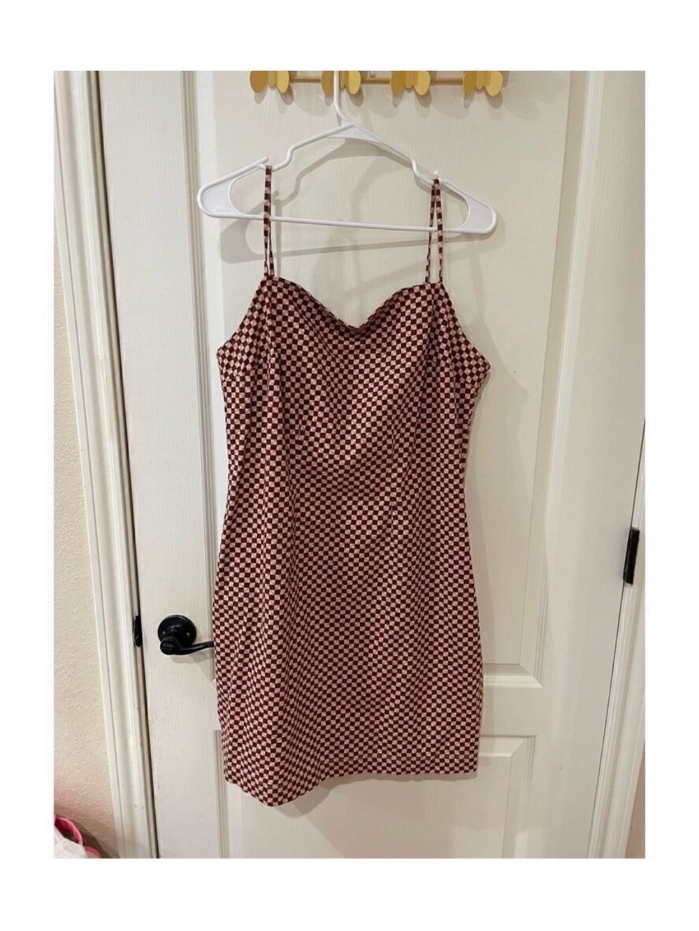 Levi's Burgundy and Cream Checkerboard Slip Dress